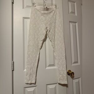 H&M girls Cream Lace Leggings Size 10 in good condition